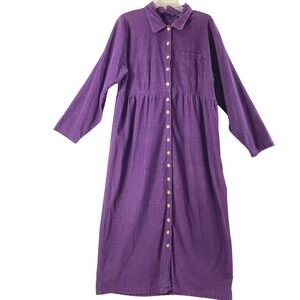 Mountain Lake Corduroy Maxi Dress Womens XL Purple Long Sleeve Casual Modest
